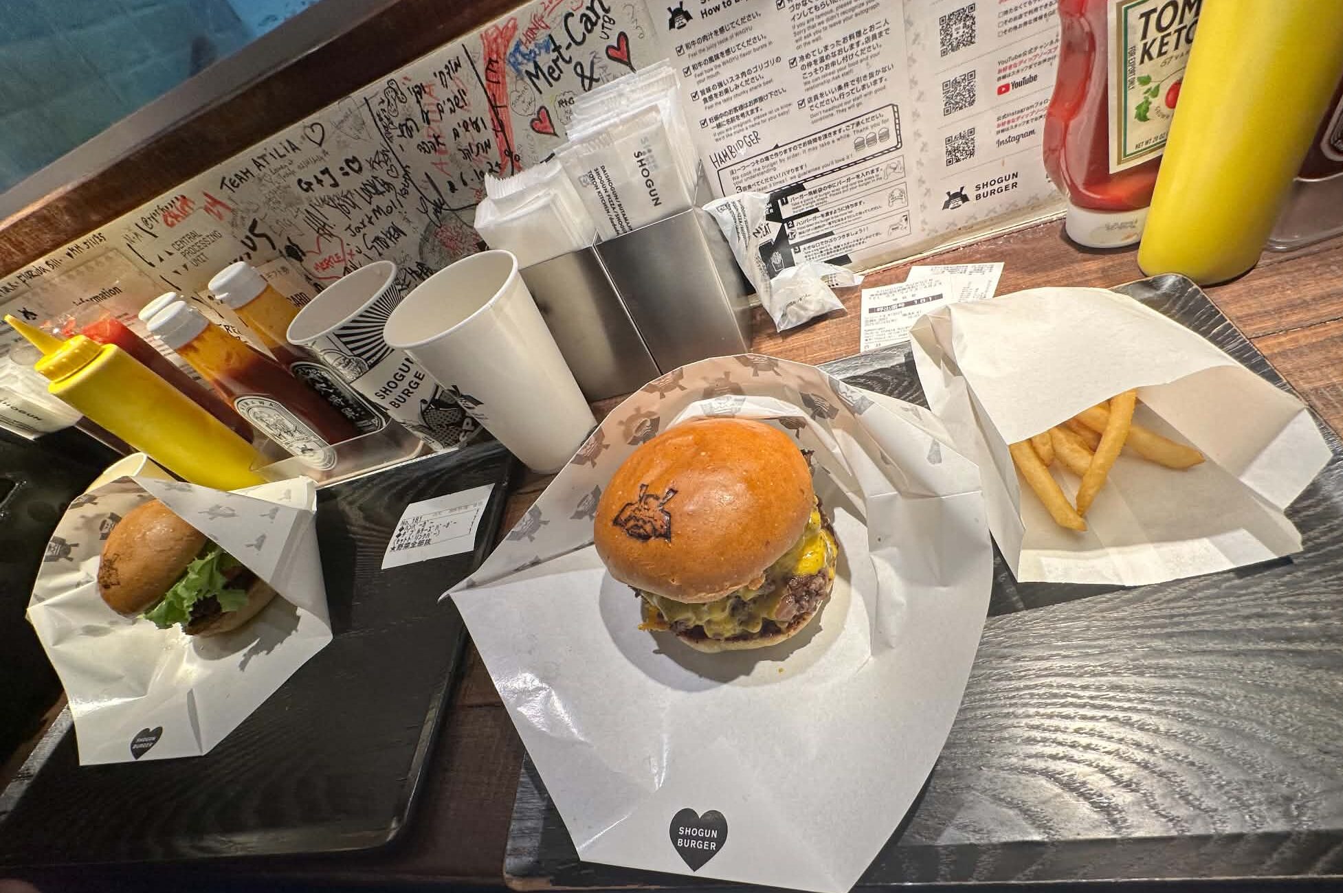 Cheeseburger and fries at Shogun Burger during our Tokyo trip